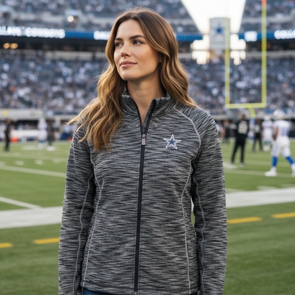 NFL Pro‎ Line Dallas Cowboys Women XXL Grey Space Dye Full Zip Jacket Thumbholes
